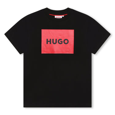HUGO playera para niño y adolescente manga corta color negro FW24